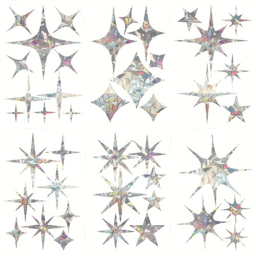 Anti-Collision Star Window Stickers 42pcs / 6 feuilles Décalcomanies d'alerte électrostatique pour la maison Chambre Bureau Film décoratif Prévenir l'écrasement du verre