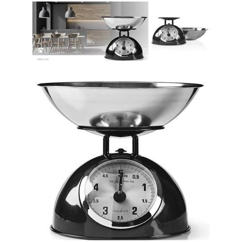 Balance Retro Noire Design De Cuisine Numérique Analogique Acier Cuve Chrome Amovible Haute Qualité