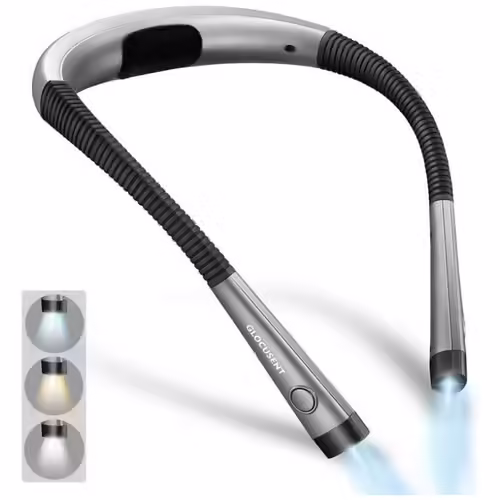 Glocusent Lampe De Lecture De Cou Rechargeable Lampe Pour Lecture Au Lit 3 Couleurs 6 Niveaux De Luminosité Bras Pliables Longue Durée De Vie Parfaite Pour La Lecture Le Tricot La Réparation Classe Énergétique A++