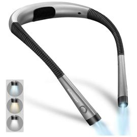 Glocusent Lampe De Lecture De Cou Rechargeable Lampe Pour Lecture Au Lit 3 Couleurs 6 Niveaux De Luminosité Bras Pliables Longue Durée De Vie Parfaite Pour La Lecture Le Tricot La Réparation Classe Énergétique A++
