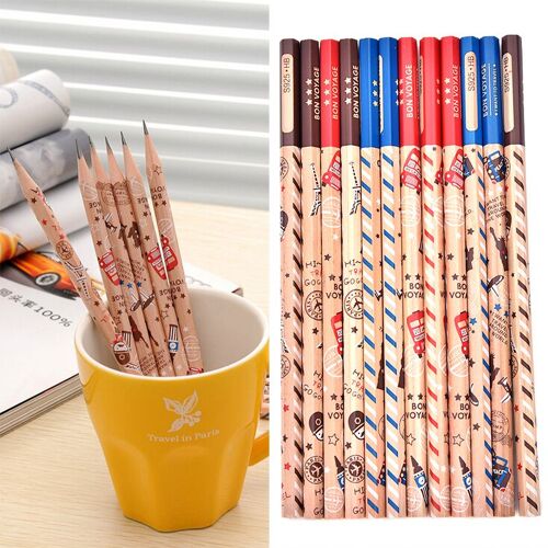 Crayons Standard En Bois Hb, 12 Pièces/Lot, Nouveauté, Jolis Crayons Classiques Pour Enfants, Papeterie Fournitures Scolaires