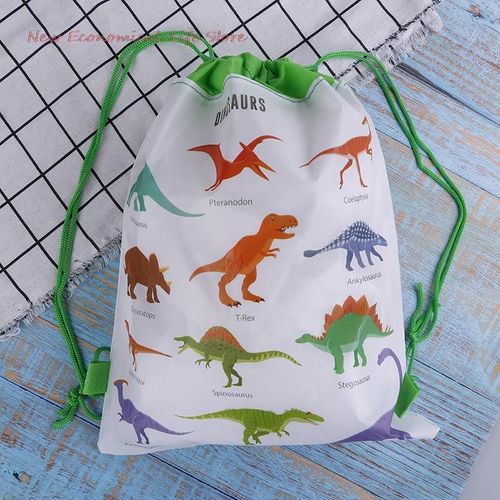 Grand Sac Cadeau Dinosaure 1 Pièce, Sac À Dos Non Tissé Pour Enfants Voyage École Cordon De Serrage Haute Qualité
