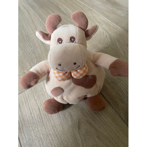 Doudou peluche vache Jollybaby marron beige koe