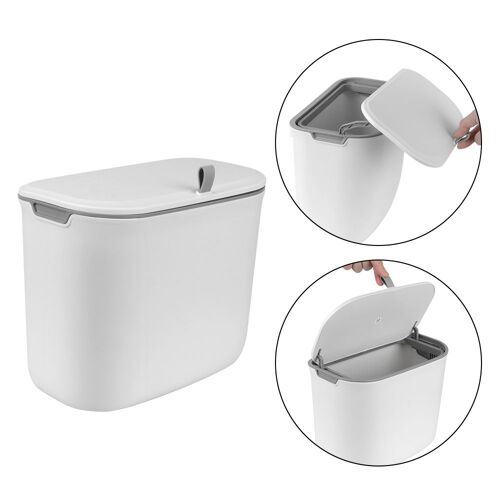 Poubelle murale 7L, porte de placard de cuisine, poubelle suspendue avec couvercle, poubelle de comptoir