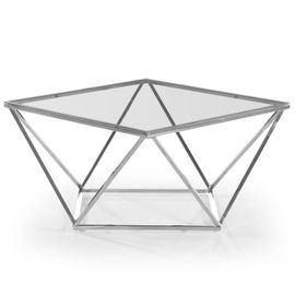 Paris Prix - Table Basse Design En Verre "Luna" 80cm Argent
