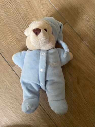 Doudou peluche ours Winnie l ourson pyjama bleu pooh soft blue Disney 