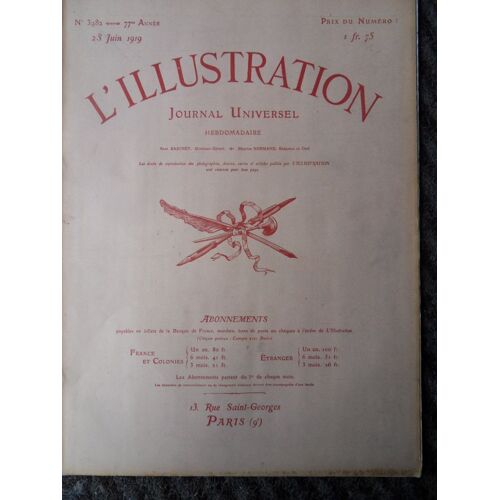 Hebdomadaire L'illustration N°3982 Du 28 Juin 1919