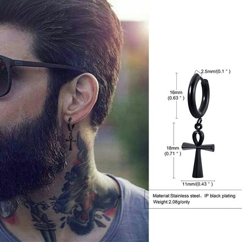 Huggie ¿ Boucles D'oreilles En Forme De Boulon Pour Homme, Cerceau À Breloques, Couleur Argent, Charnière En Acier Inoxydable