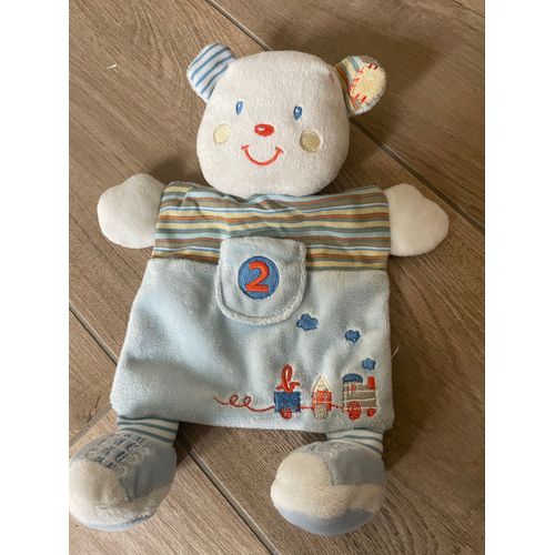 Doudou peluche ours bleu b 2 Kiabi baby train 