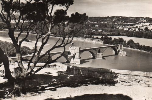 Carte Postale Xx Eme Siecle -N° 3426 Avignon - Vaucluse - Le Pont Saint Benezet ( Orthographié Th ° Et Le Rhône Vu Du Rocher Des Doms - Editions Scheitler
