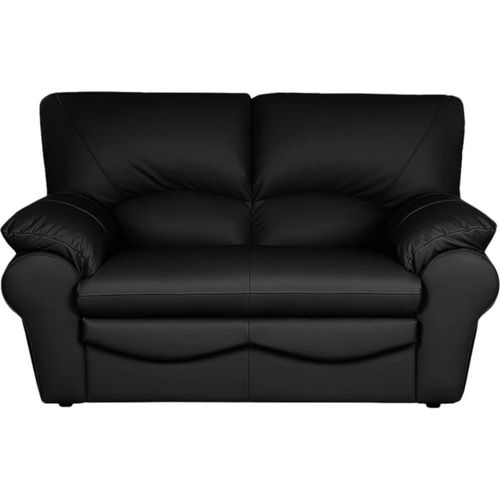 Canapé 2 Places En 100% Tout Cuir Italien Vachette Osatis, Couleur Noir