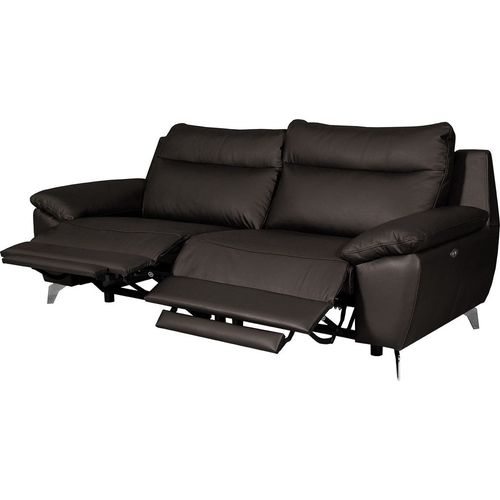 Canapé Taille 2 Places Avec 2 Relax En 100% Tout Cuir Épais De Luxe Italien Avec 2 Relax Électriques, Perini, Chocolat