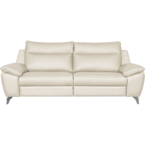 Canapé Taille 2 Places En 100% Tout Cuir Épais De Luxe Italien, Perla, Blanc Cassé