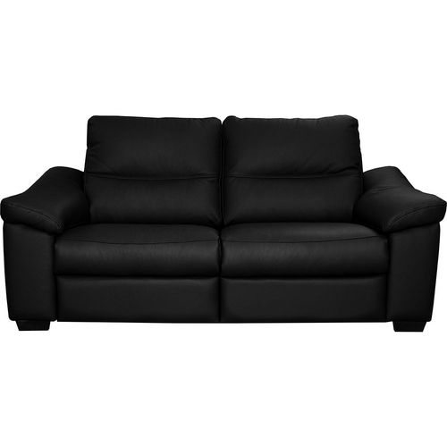 Canapé 2 Places En 100% Tout Cuir Épais Italien Vachette Hambourg, Couleur Noir