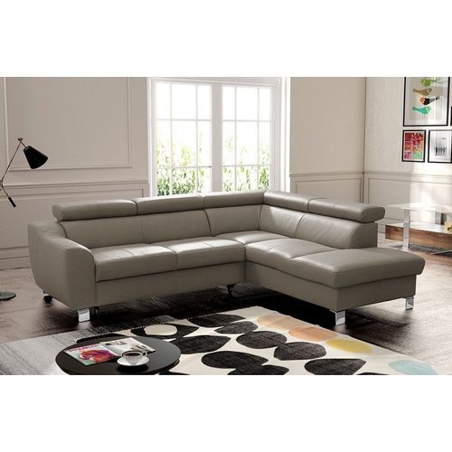 Canapé D'angle En Cuir Italien De Luxe 5 Places Astrido, Taupe, Angle Droit