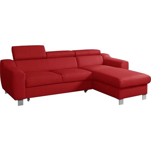 Canapé D'angle Convertible En Cuir Italien De Luxe 5 Places Astoria, Rouge Foncé, Angle Droit