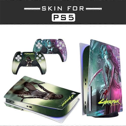 Peau Adhésive - Compatible Pour Coque Ps5 Pour Personnaliser La Console - Film Vinyle Amovible - Qualité Hd Satinée Mate (Disque, Version Concept Cyberpunk2077)