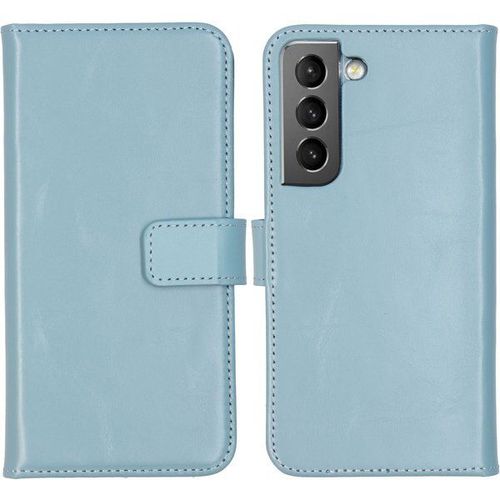 Selencia Étui De Téléphone Portefeuille En Cuir Véritable Samsung Galaxy S22 - Air Blue