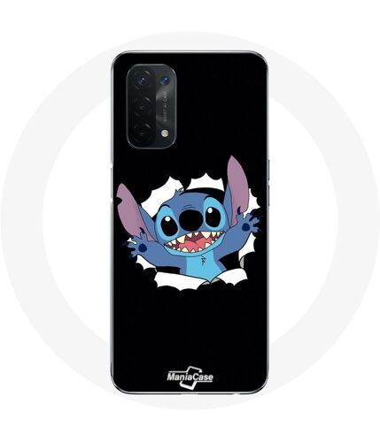 Coque pour Oppo A74 5G Ohana Stitch mignon fond Noir