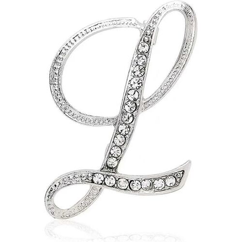 Lettre L Broche Épingles Initiale Strass Broche Pour Les Femmes Cadeau Bijoux Argenté