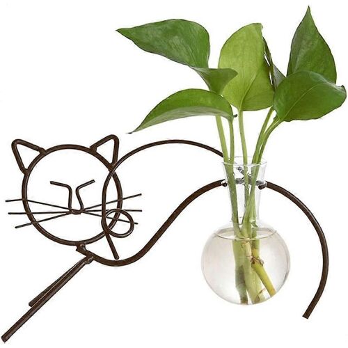 Ubiuo Jardinière En Verre De Bureau Vase Hydroponique, Vase À Bulbe De Jardinière Avec Support Pour La Décoration De La Maison, Moderne Créatif Belle Plante Chat Plante Terrarium Support, Scind