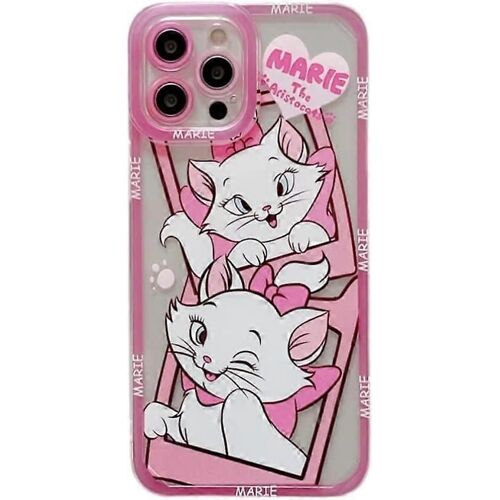 Coque transparente transparente en TPU souple pour Apple iPhone 11 Pro Max Rose Marie Chat Les Aristochats Chaton Arc Walt Animation Anime Dessin animé Lovely Cute Kids Gir