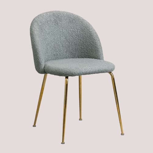 Lot De 4 Chaises De Salle À Manger En Chenille Kana Design Céladon Doré