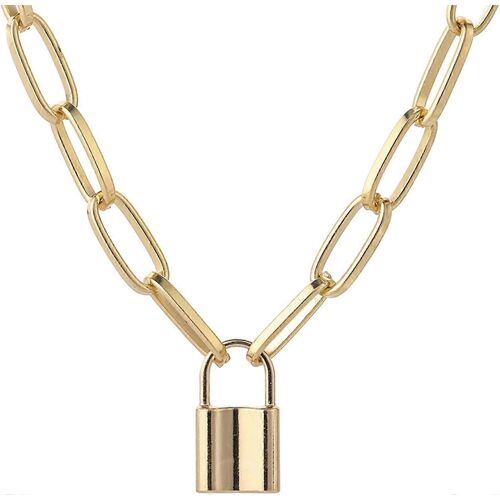 Simple Love Lock Pendentif Chaîne En Alliage Unisexe Collier Fête Bijoux Couple Cadeau Pour Femmes Filles Adolescents