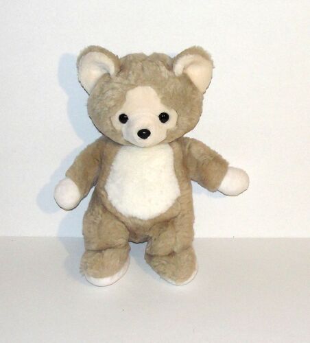 Peluche Ours Nounours 40 Cm Doudou Ourson Blanc Beige