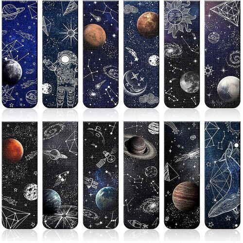 12 Pièces Marque-Pages Magnétiques Espace Lune Itinérance Marque-Pages Magnétique Clip De Page Espace Marqueurs De Livre Assortis Ensemble Pour La Lecture Des Étudiants, 12 Styles