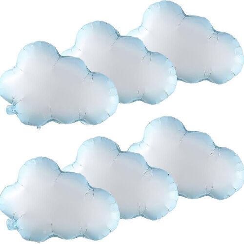 6 Pièces 21 pouces Blanc Nuage Feuille Ballons pour Baby Shower Bleu Blanc Sur Nuage Thème Anniversaire Fête Décorations (6pcs nuage)