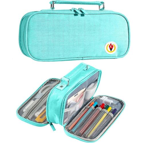 Jolie trousse à crayons, trousses à crayons de grande capacité pour adultes, grande trousse à crayons esthétique, trousse à crayons organisateur de fournitures scolaires vertes pour gi