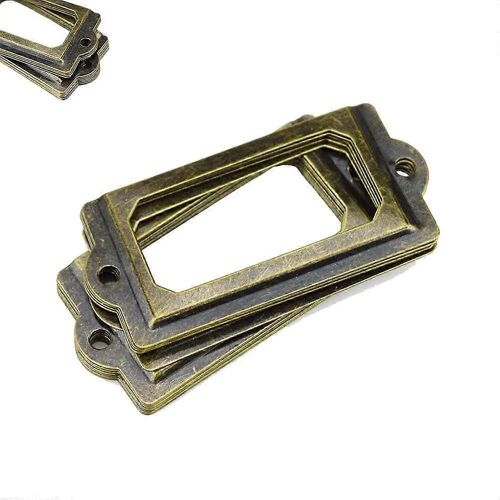 12pcs Antique Laiton Métal Étiquette Pull Cadre Poignée Antique Fer Étiquette Cadre Porte-Carte Tasse Poignée De Traction, 7 * 3,3 Cm