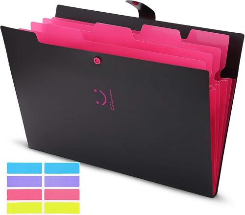 Lettre A4 Papier Expansif Dossier Pochettes Accordéon Organisateur De Documents (Noir)