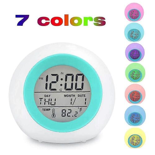 Horloge numérique étudiante pour garçons filles, 7 couleurs changeant de lumière