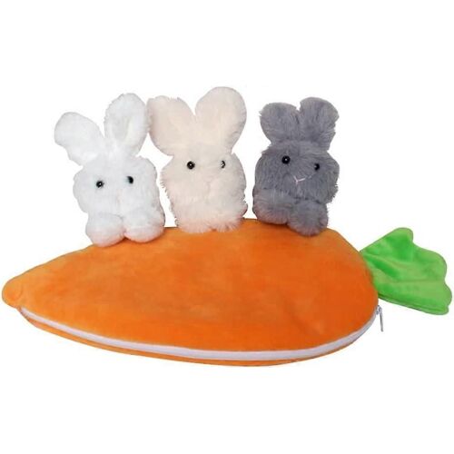 Carotte Sac À Main Lapin Decor, 3 Lapins Dans Le Lapin Carotte, Pâques Doux Peluche Lapin Poupée Enfants Carotte Sac Lapin Peluche Jouets Conte De Fées Jardin Decoratio