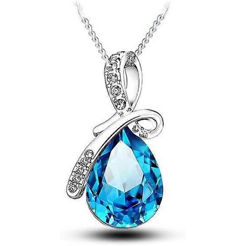 Plaqué Or Blanc Swarovski Crystal Elements Amour Éternel En Forme De Larme Pendentif Collier Bijoux De Mode Pour Femmes