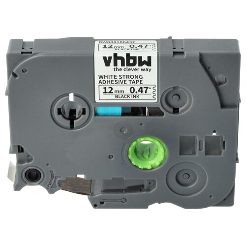 vhbw 1x Ruban compatible avec Brother PT E300VP, E500, E500VP imprimante d'étiquettes 8m x 12mm Noir sur Blanc, extraforte, laminée