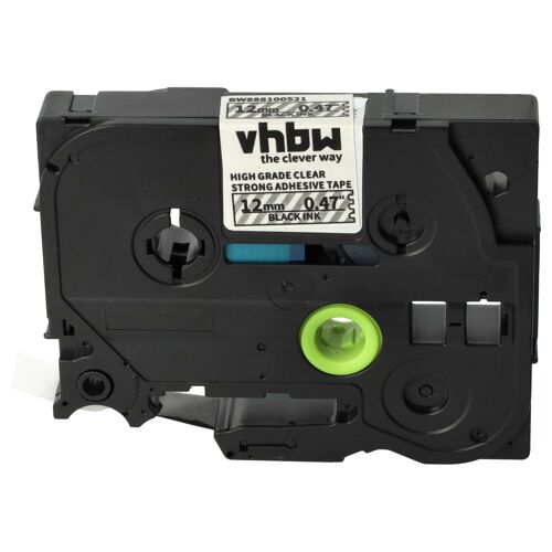vhbw 1x Ruban remplacement pour Brother AHe-S131, HGE-S131, HGES131 pour imprimante d'étiquettes 8m x 12mm Noir sur Transparent