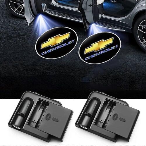 2pcs Compatible Avec Chevrolet Chevy Sans Fil Voiture Porte Logo Lumière Led Hd Bienvenue Courtoisie Fantôme Ombre Projecteur Lampe Compatible