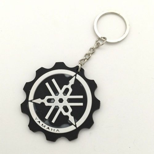 Porte Clé Moto Yamaha Rond Noir Plastique Souple Keychain
