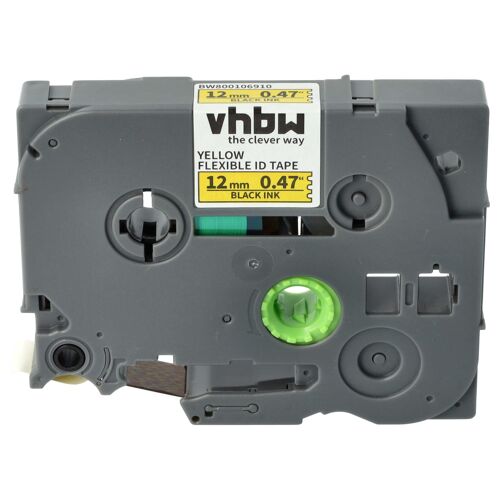 vhbw Ruban compatible avec Brother PT 200, 1950VP, 1960, série 200, série 2000 imprimante d'étiquettes 8m x 12mm Noir sur Jaune, flexible