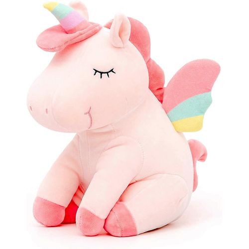 Licorne peluche animal en peluche avec des ailes arc-en-ciel rose 12 pouces