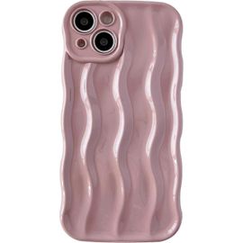 Motif d'ondulation de l'eau Curly Wave Frame Soft Compatible avec la coque iPhone (rose, iPhone 15)