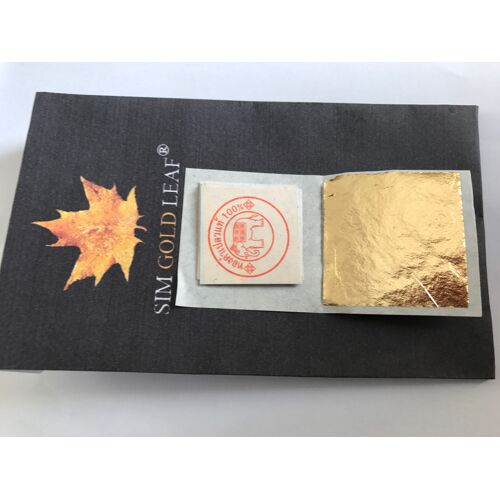 100 Feuilles D'or 24 Carats Dans La Base 100% Authentique, Taille 45mm X 45 Mm