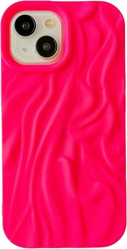Plissé Ondulation d'eau Chrome Wave Pattern Soft Compatible avec la coque iPhone (M Red, iPhone 12)