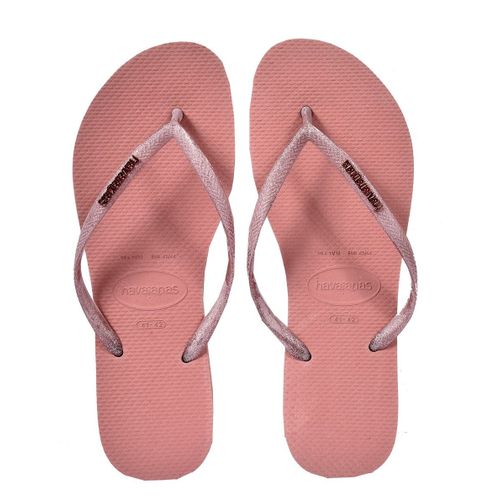 Tongs Havaianas Slim Logo Metallic Metallic Crocus Rose