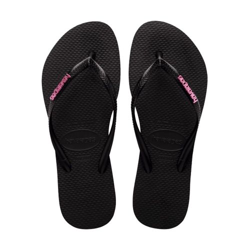 Tongs Havaianas Slim Logo Metallic Metallic Black Pink