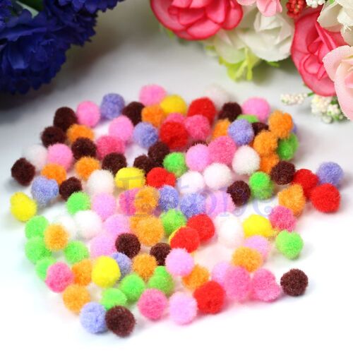 Pompons en peluche doux, couleurs mélangées, 8mm, assortis, 100, pièces/ensemble