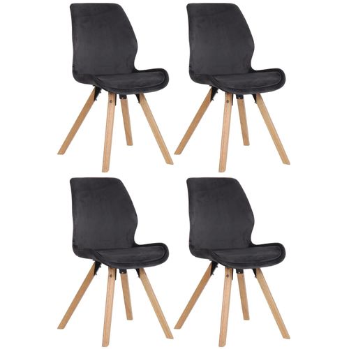 Lot De 4 Chaises De Salle À Manger Design Scandinave Velours Anthracite Et Pieds En Bois Clair 10_0001856